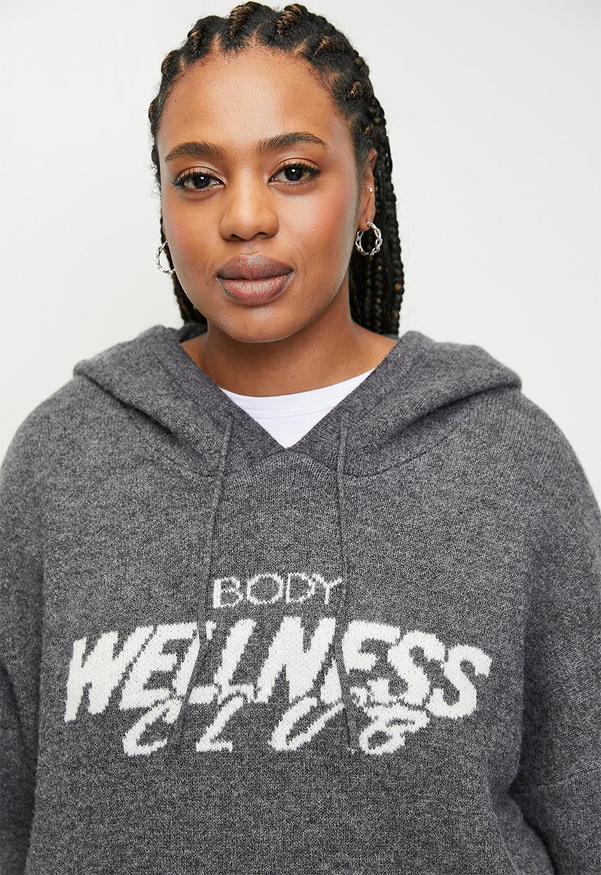 Cotton On - Plus Knitted Premium Hoodie - Charcoal