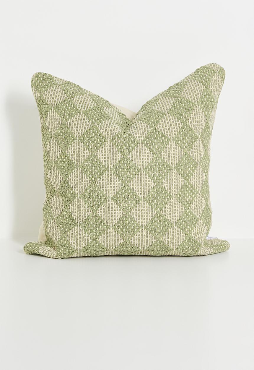 Sixth Floor - Rami woven cushion cover - Green & Neutral