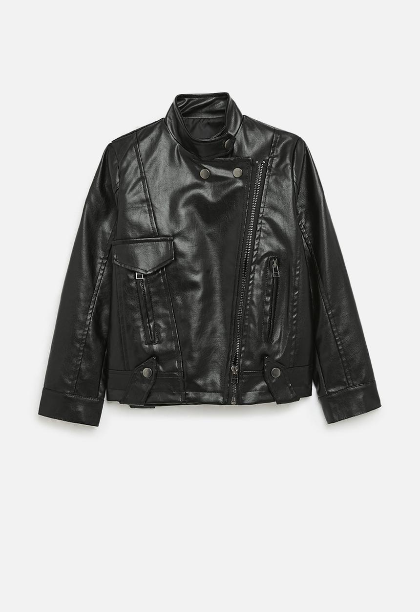 Pop Candy - Faux leather biker jacket - black