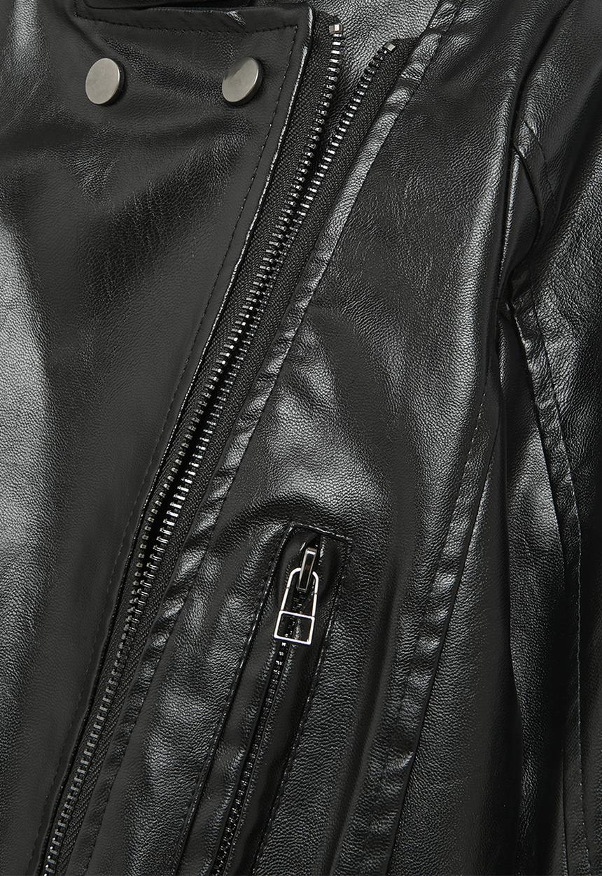 Pop Candy - Faux leather biker jacket - black