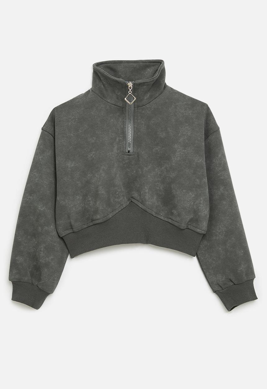 Pop Candy - Half zip sweat top - grey