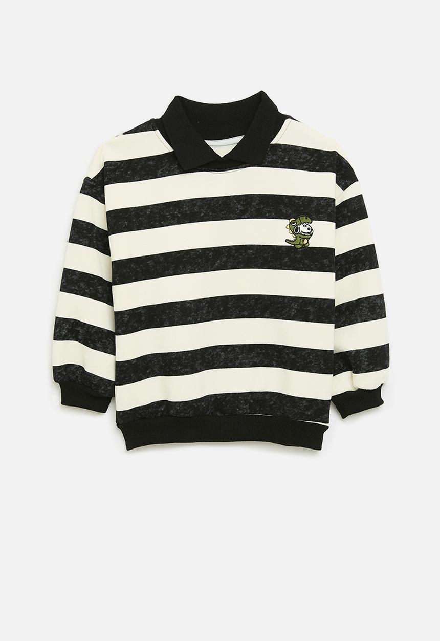 Pop Candy - Striped sweat top - black & white