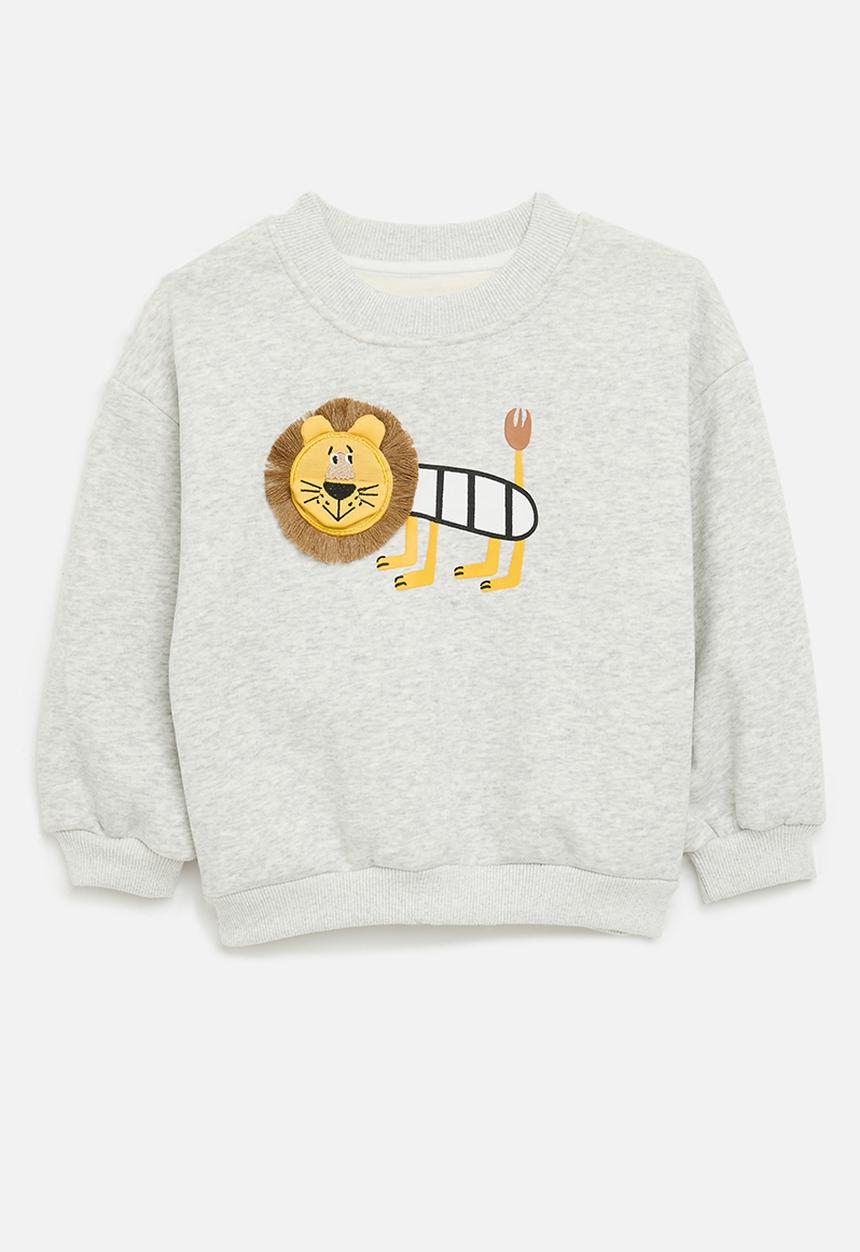 Pop Candy - Lion appliqué sweat top - grey