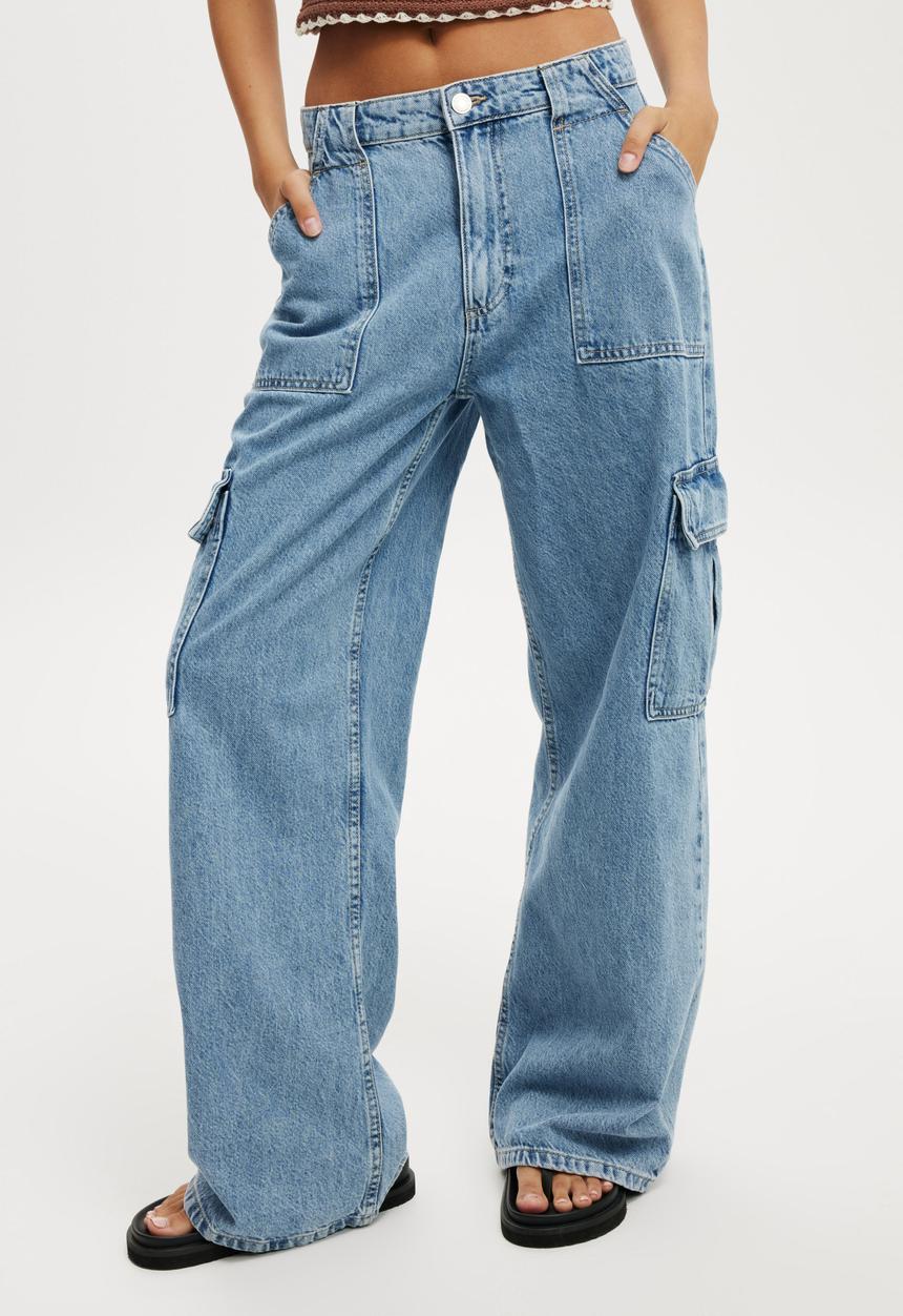 Cotton On - Relaxed Cargo Jean - Cleanwater Blue