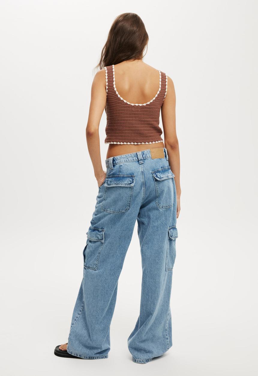 Cotton On - Relaxed Cargo Jean - Cleanwater Blue