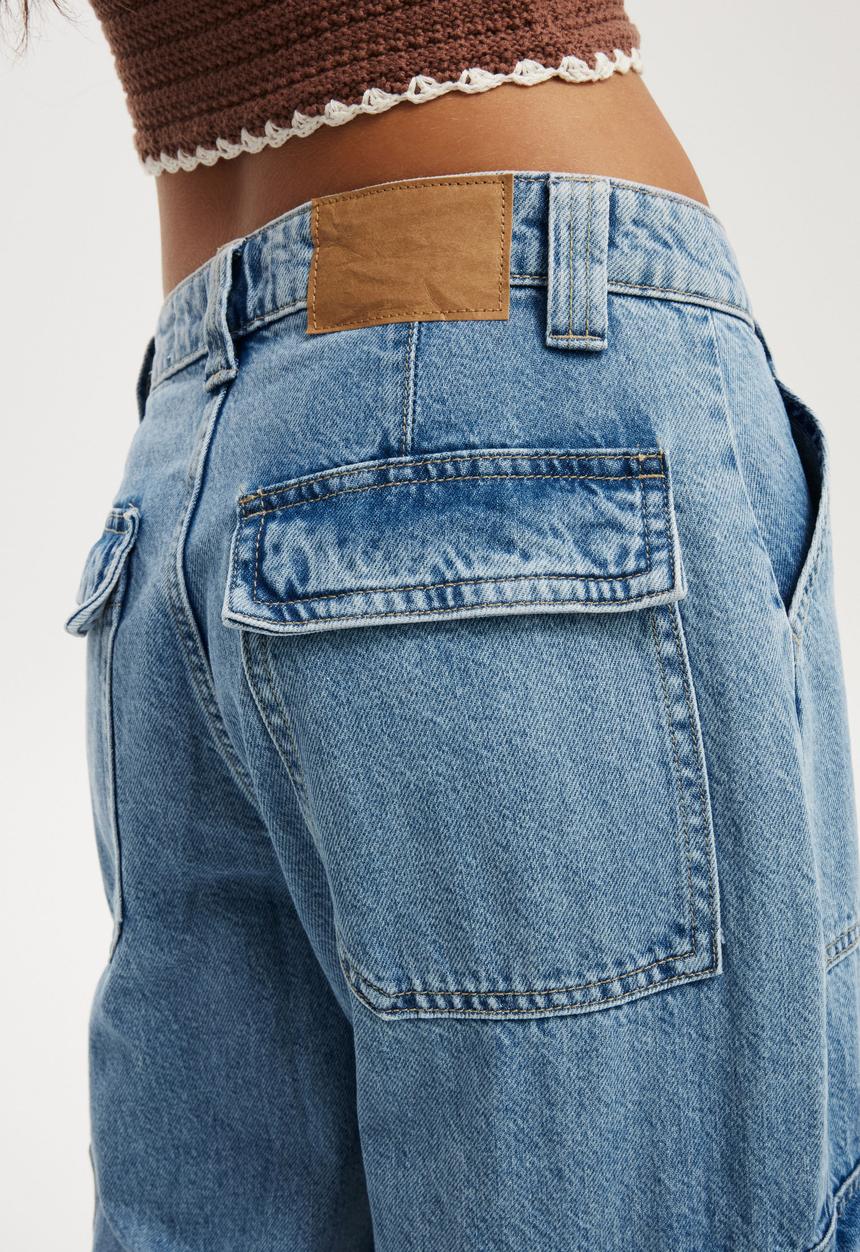 Cotton On - Relaxed Cargo Jean - Cleanwater Blue