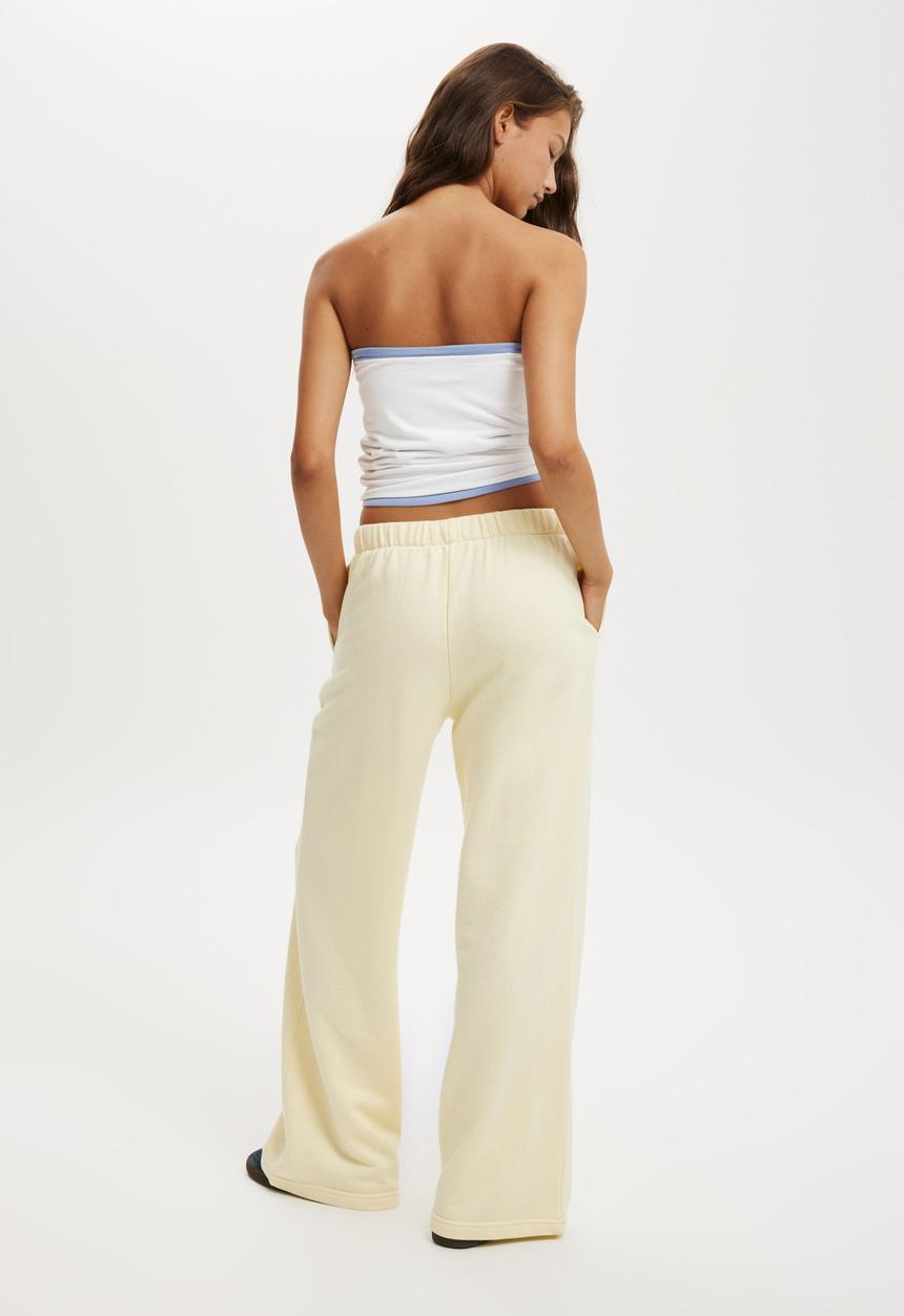 Cotton On - Classic Fleece Wide Leg Sweatpant - Lemon Icing