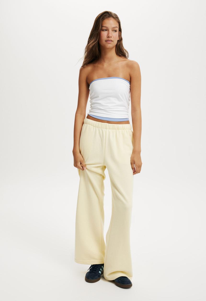 Cotton On - Classic Fleece Wide Leg Sweatpant - Lemon Icing