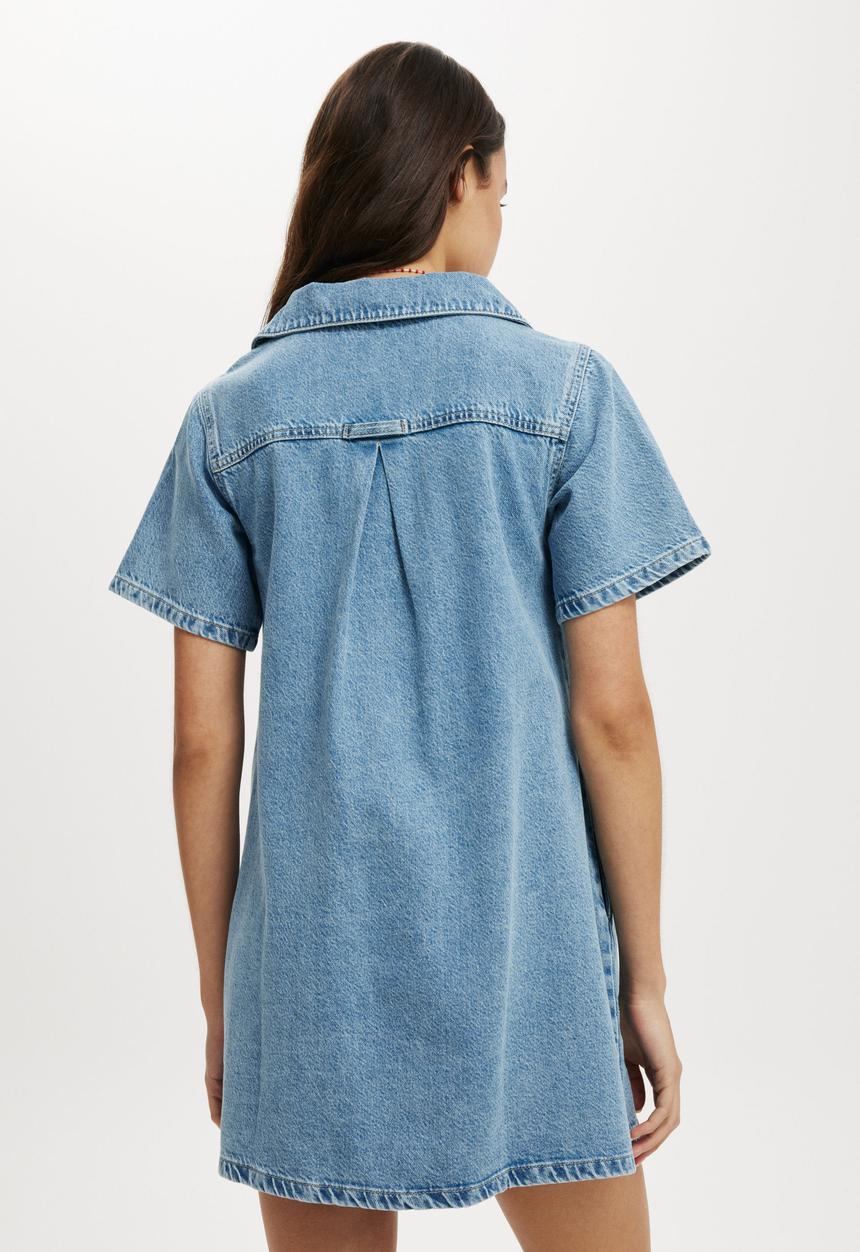 Cotton On - Original Denim Mini Dress - Cleanwater Blue