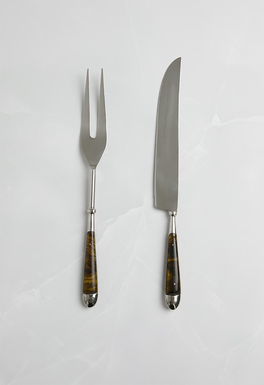 Sixth Floor - Tortoise carving set of 2 - Brown