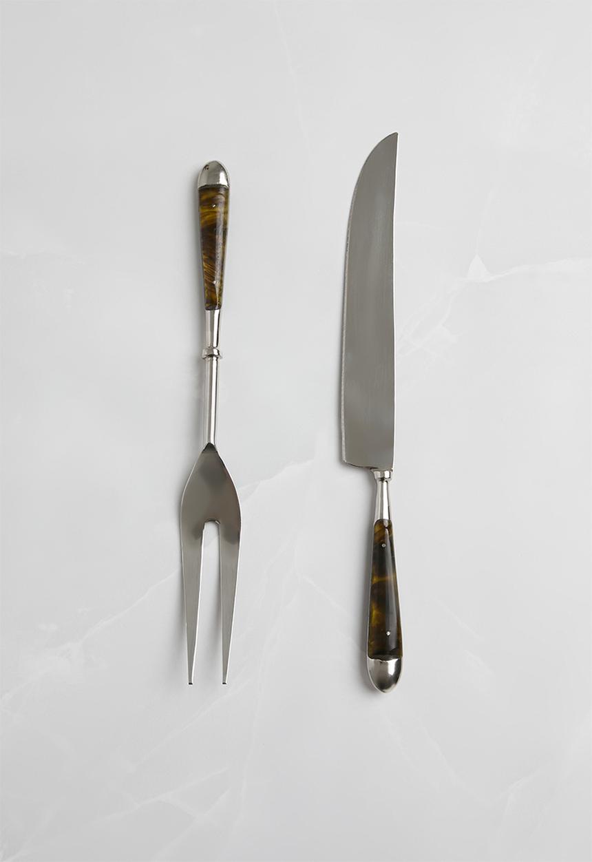 Sixth Floor - Tortoise carving set of 2 - Brown