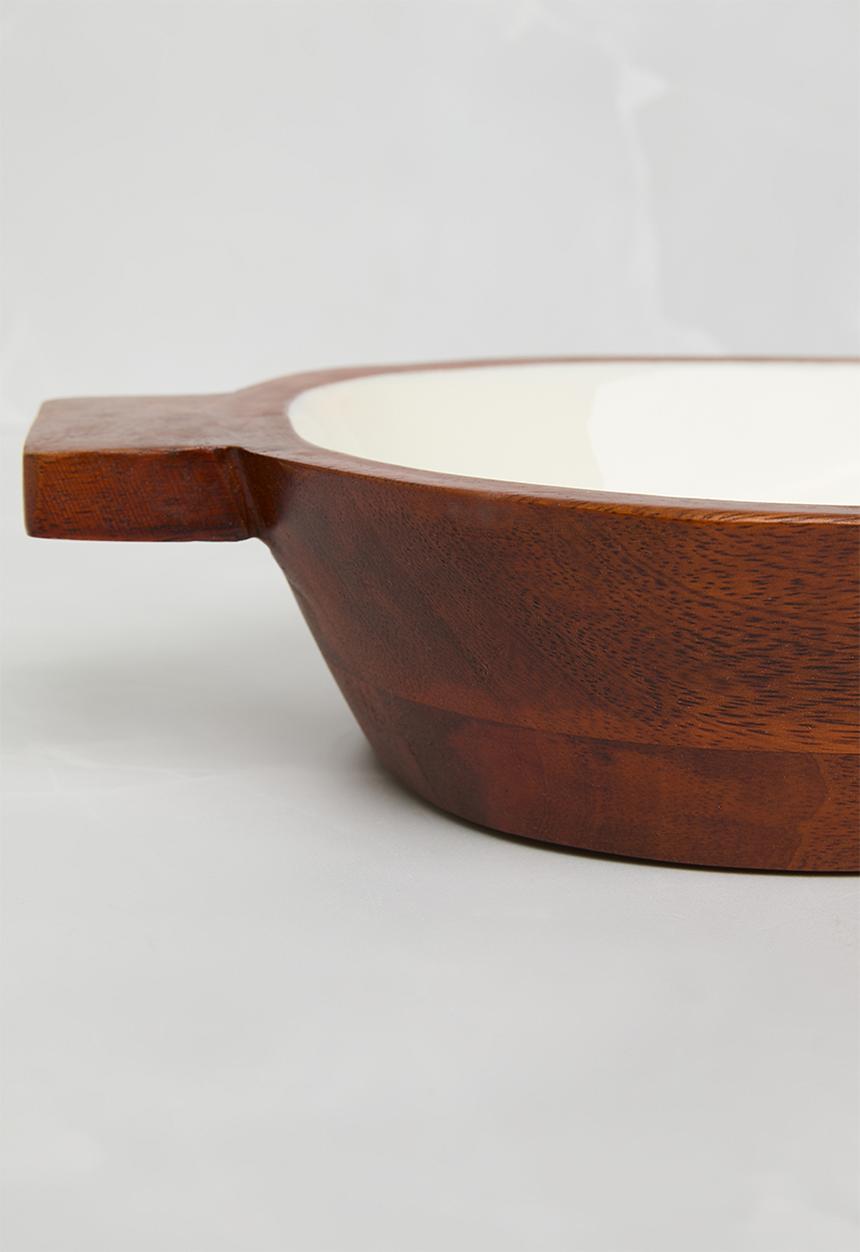 Sixth Floor - Pluto wood & enamel serving platter - White