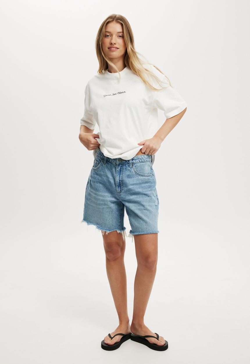 Cotton On - The Boxy Graphic Tee - Game Set Match/ Vintage White