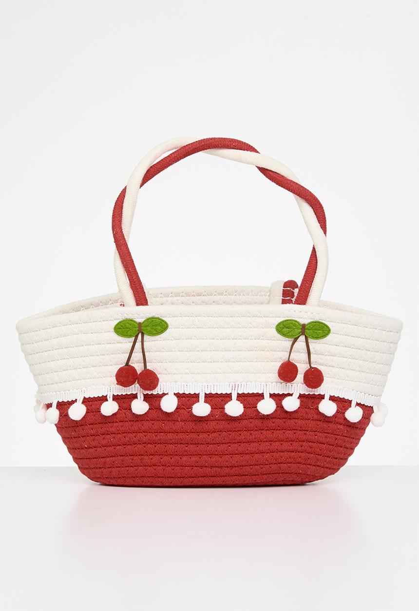 Pop Candy - Cherry straw bag - red & ecru