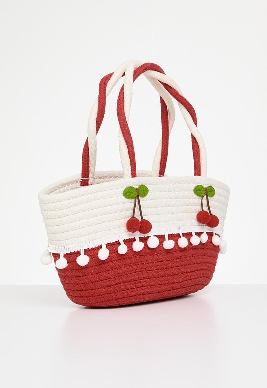Pop Candy - Cherry straw bag - red & ecru