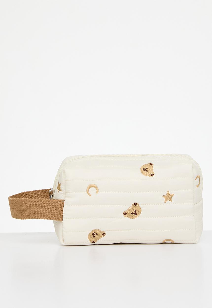 Pop Candy - Bear print toiletry bag - ecru & brown