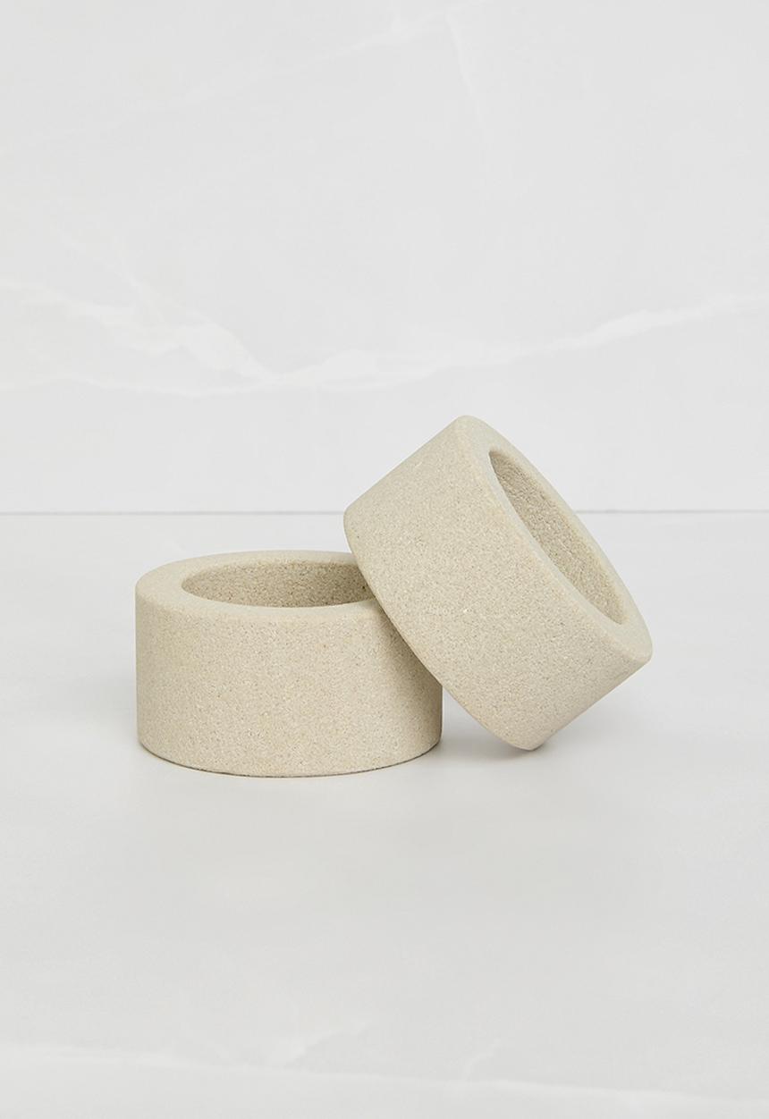 Sixth Floor - Simo travertine napkin rings set of 2 - Natural