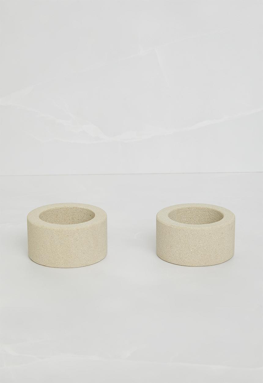 Sixth Floor - Simo travertine napkin rings set of 2 - Natural