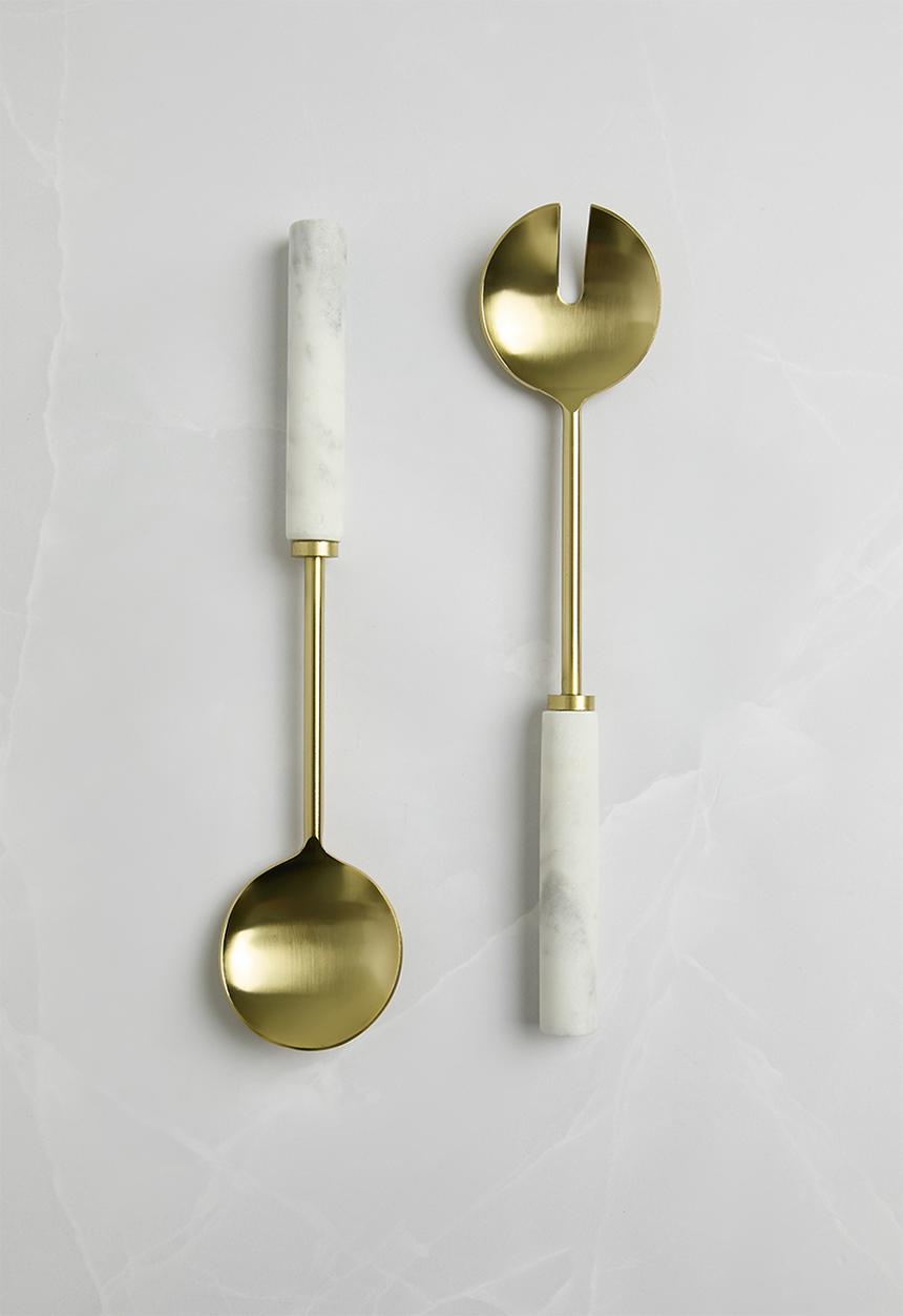 Sixth Floor - Mabo marble serving spoons set of 2 - White