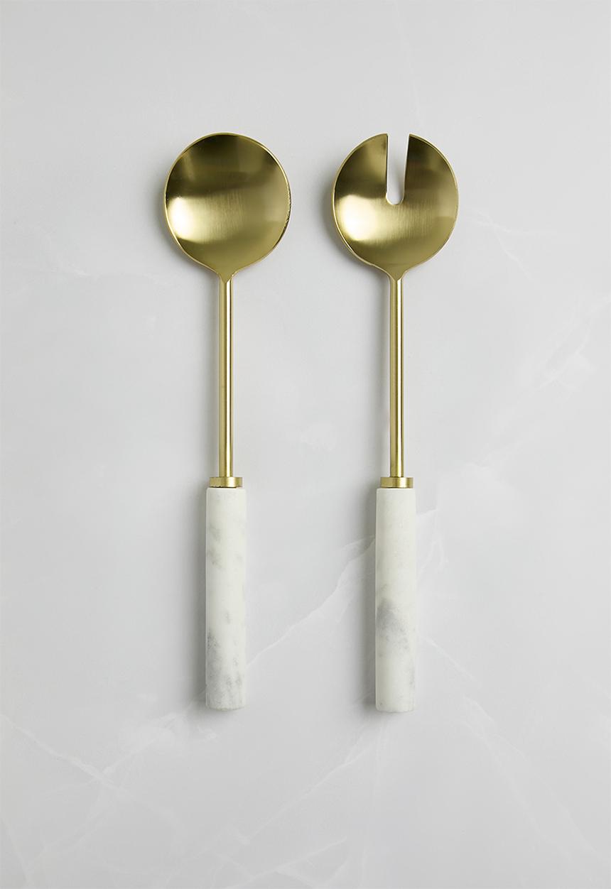 Sixth Floor - Mabo marble serving spoons set of 2 - White