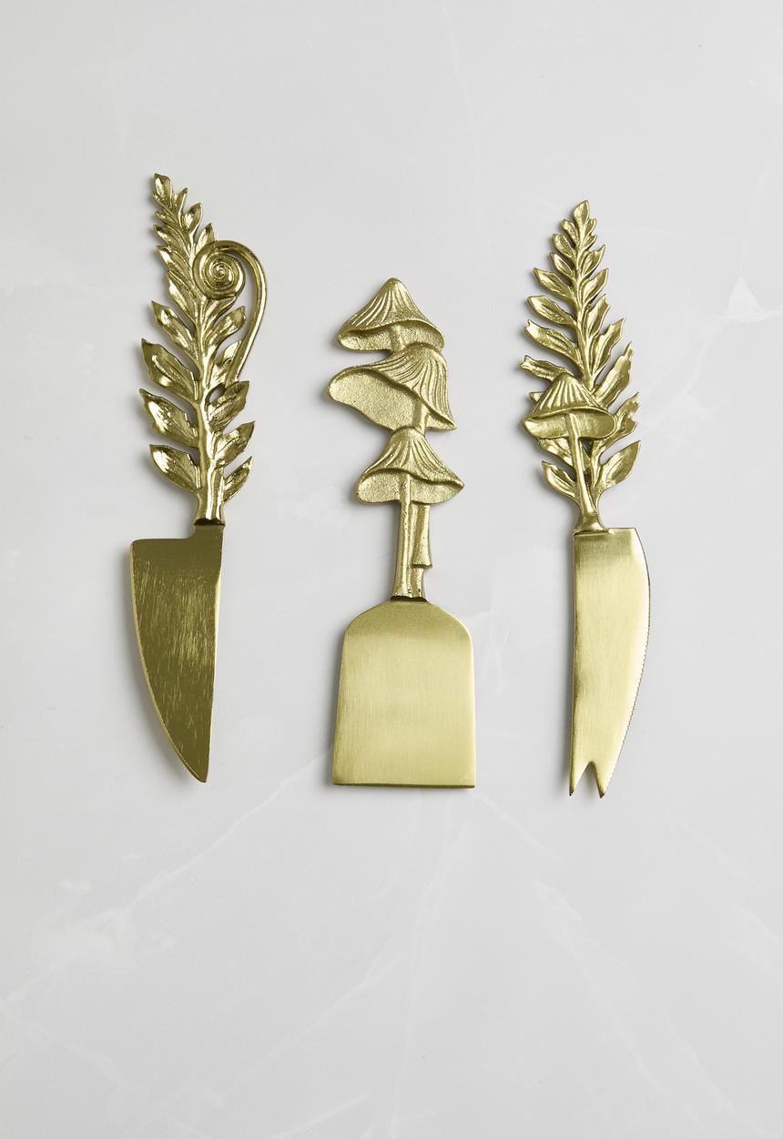 Sixth Floor - Mushroom cheese knives set of 3 - Gold