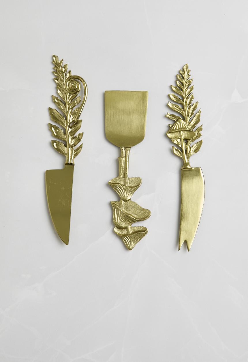 Sixth Floor - Mushroom cheese knives set of 3 - Gold