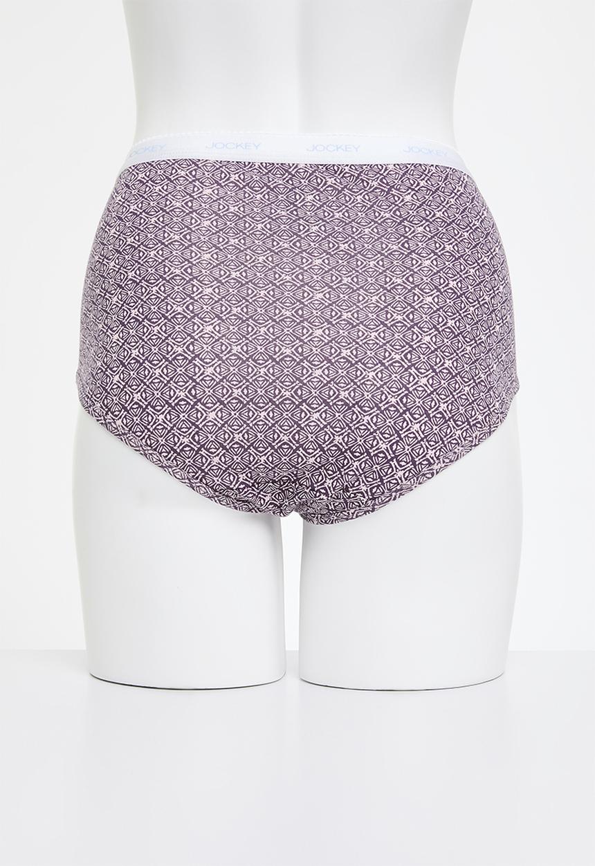 Jockey - 5 pack plain full brief - pink/plum/geo/marshmellow/beige