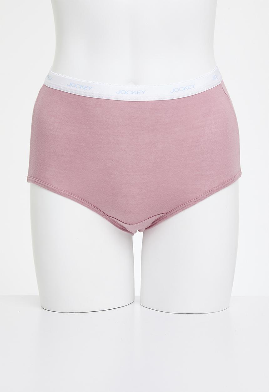 Jockey - 5 pack plain full brief - pink/plum/geo/marshmellow/beige
