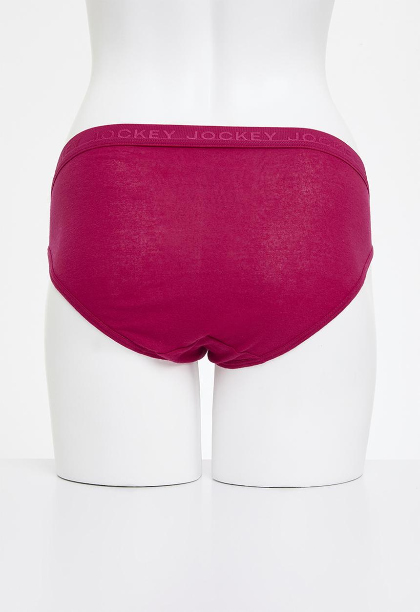 Jockey - 5 Pack plain tonal elastic bikini - black/red/taupe/pink/plum