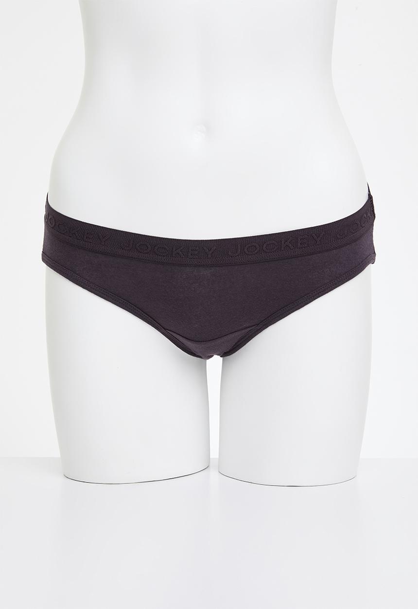 Jockey - 5 Pack plain tonal elastic bikini - black/red/taupe/pink/plum