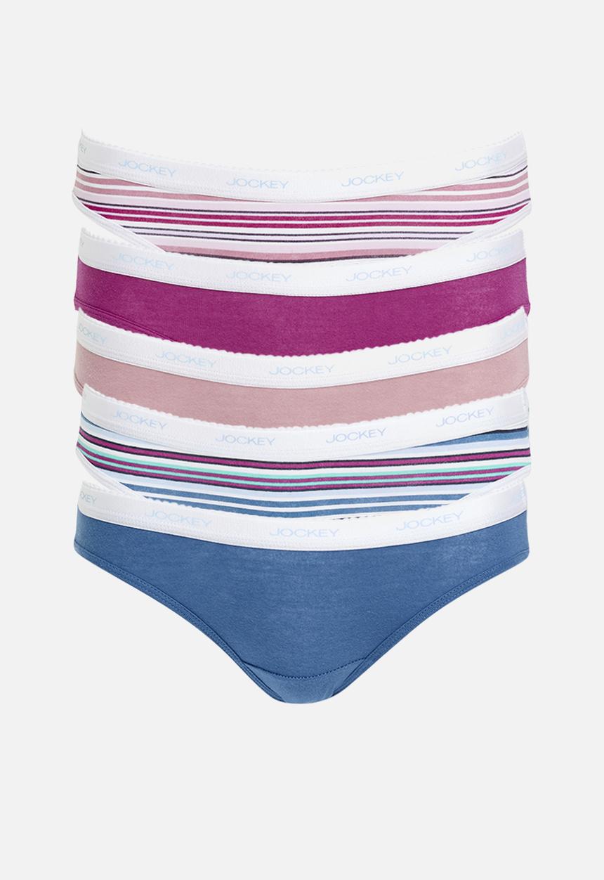 Jockey - 5 pack printed bikini - blue/stripe/pink/refined/vintage pink