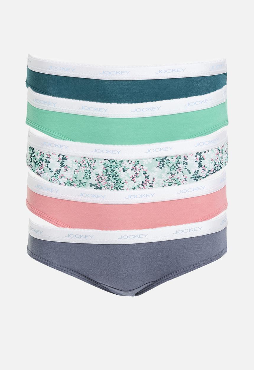 Jockey - 5 pack printed bikini- coast/rose/petals/turq/grey