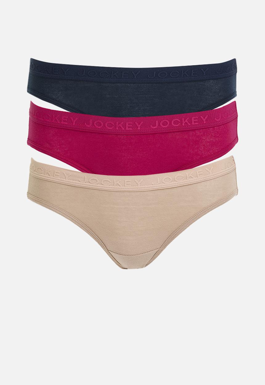 Jockey - Tonal 3 pack bikini - navy/red/taupe