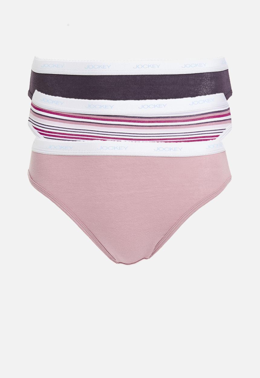 Jockey - 3 pack print french cut - pink/stripe/plum