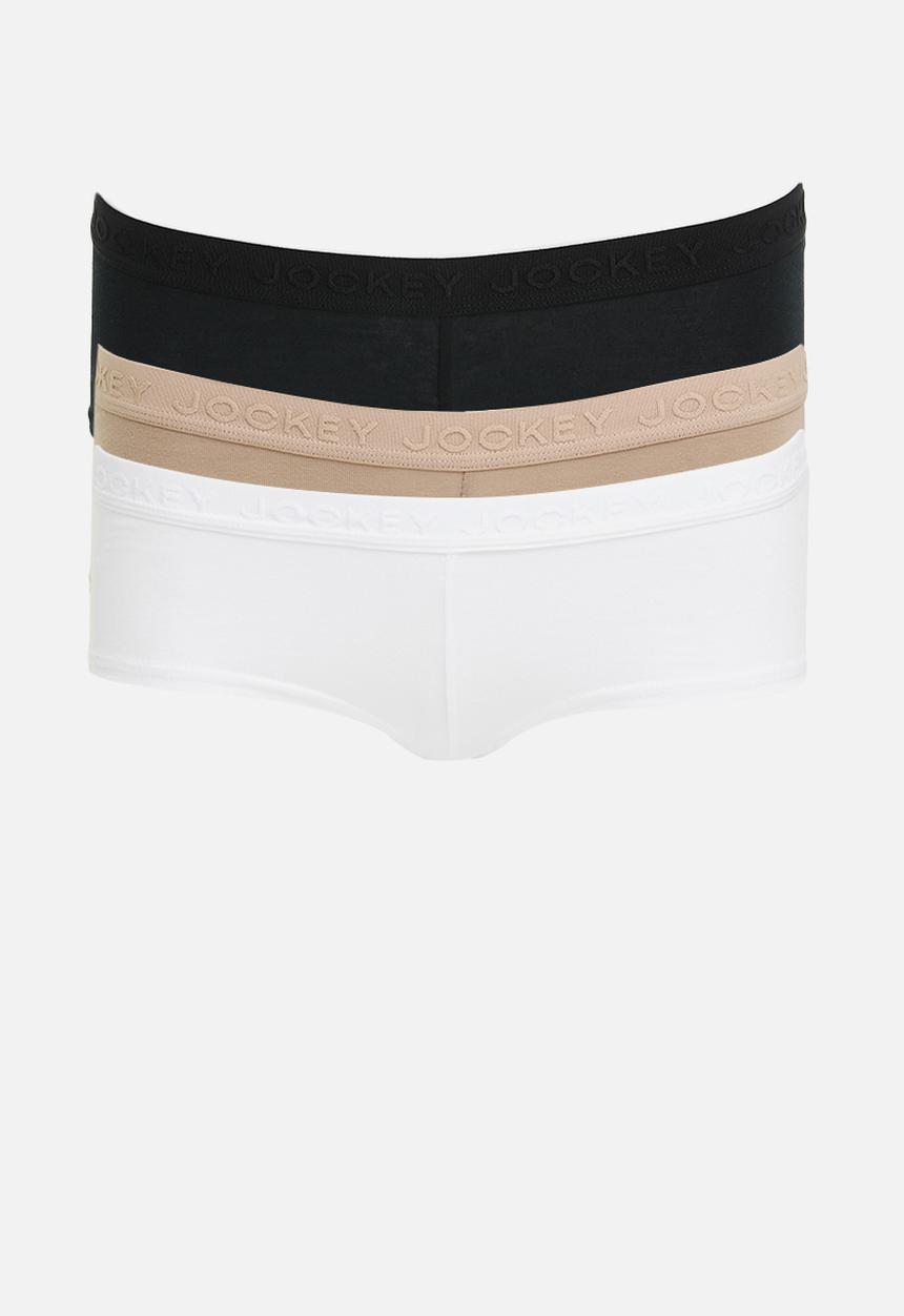 Jockey - 3 pack cotton stretch knicker - white/black/taupe