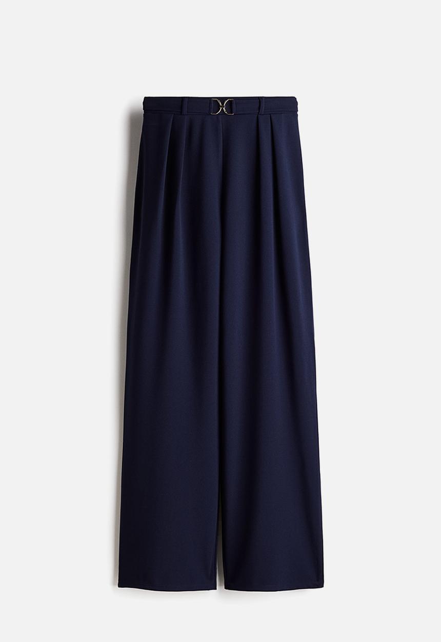 H&M - Buckle-detail tailored trousers - navy blue