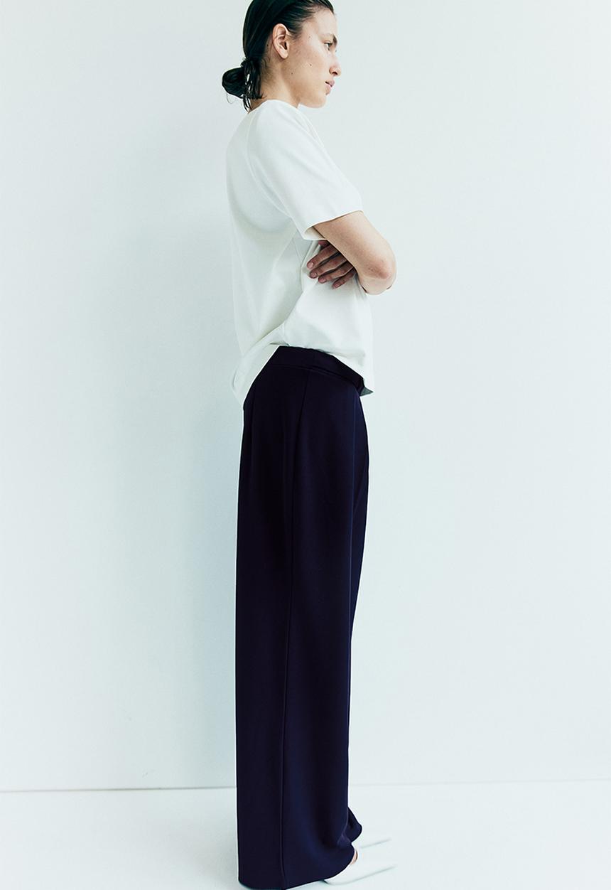 H&M - Buckle-detail tailored trousers - navy blue