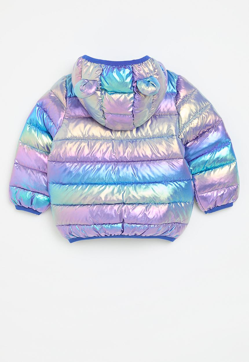 Pop Candy - Mettalic hooded puffer jacket-multi