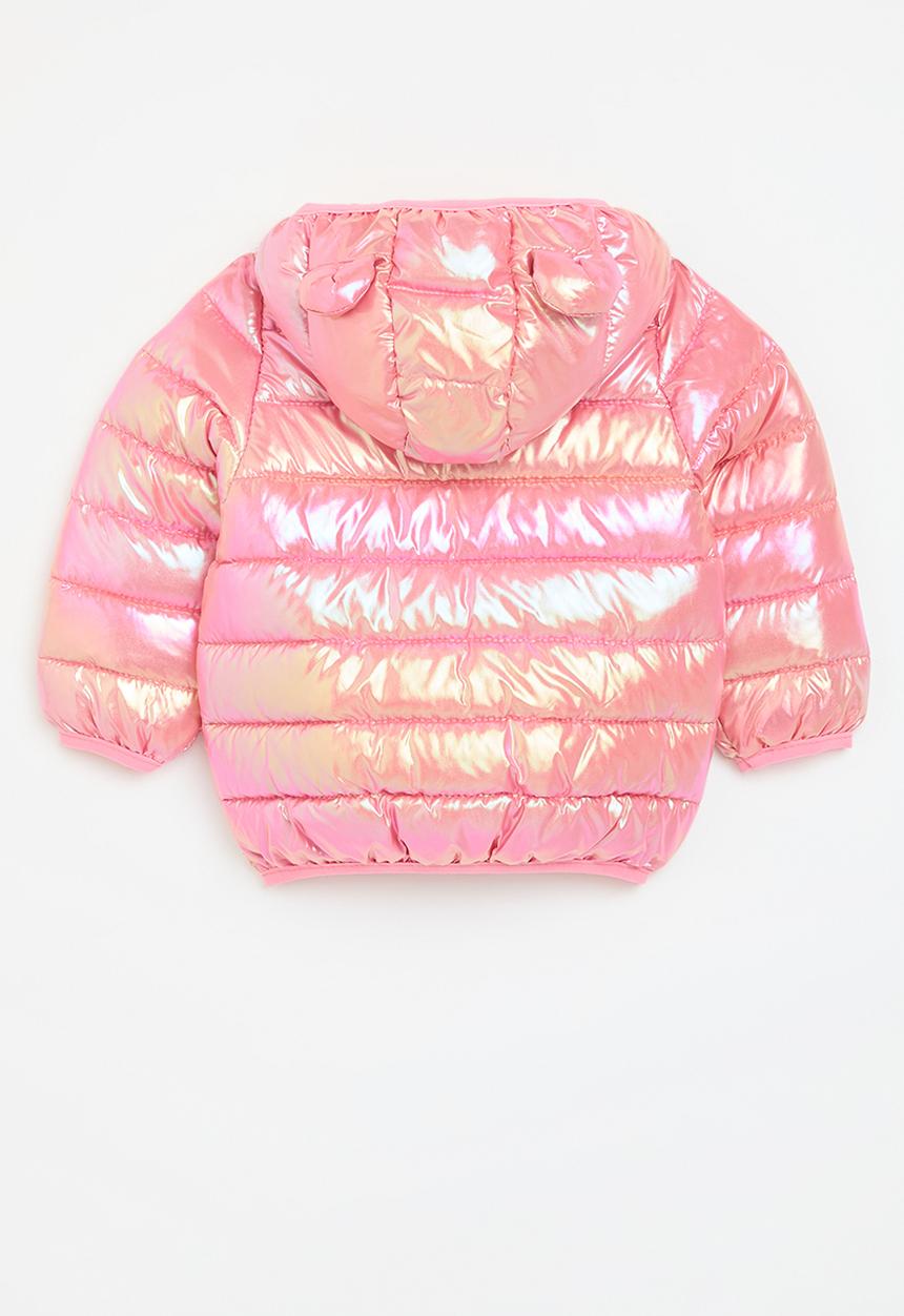 Pop Candy - Mettalic hooded puffer jacket-pink