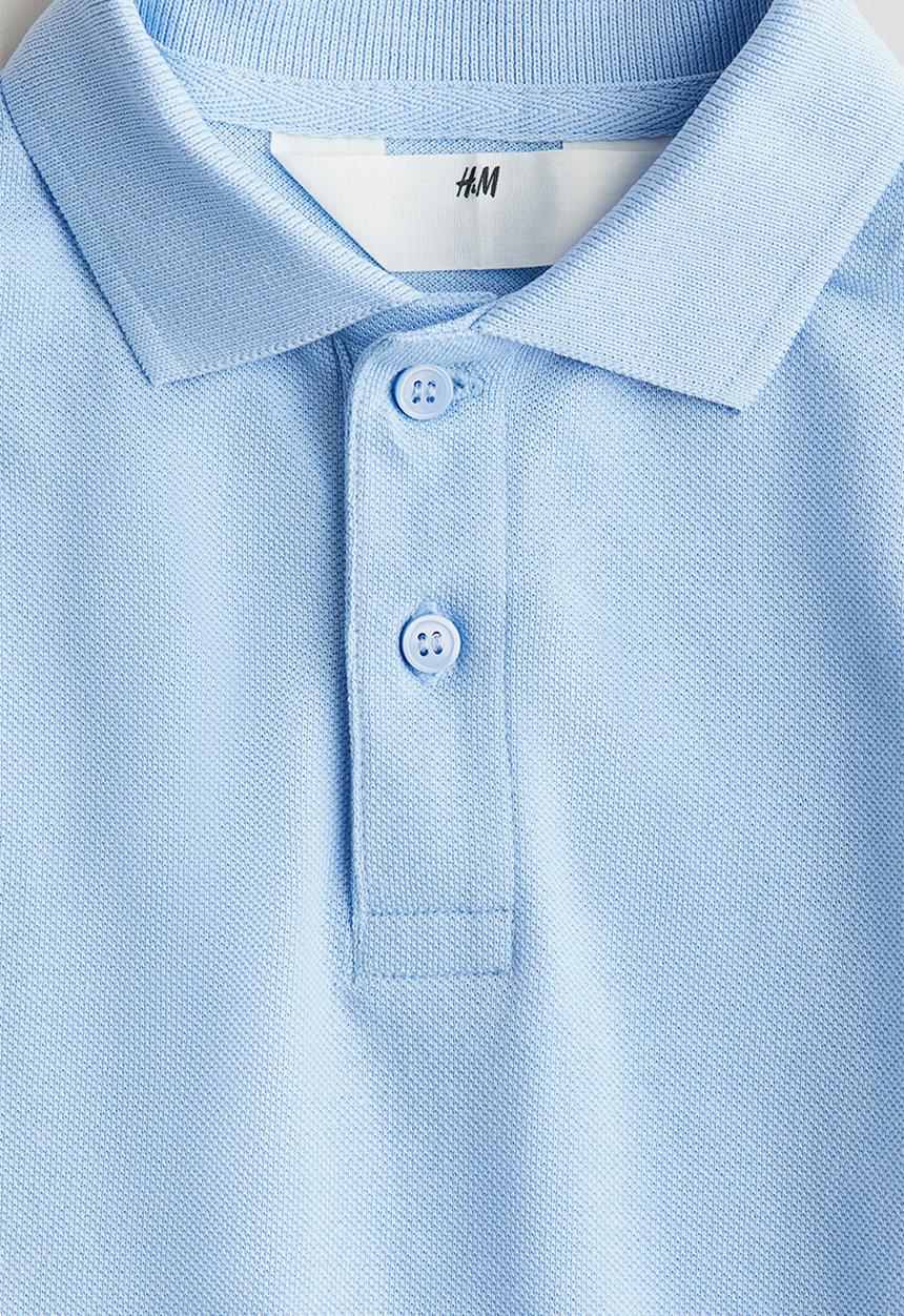 H&M - Cotton piqué polo shirt - light blue