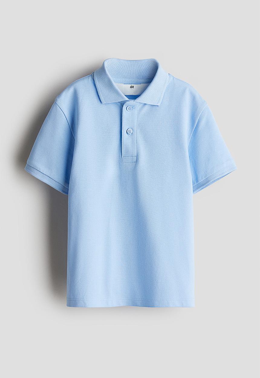 H&M - Cotton piqué polo shirt - light blue