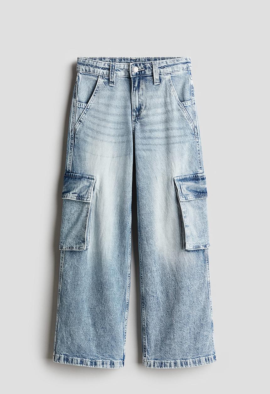 H&M - Denim cargo trousers - light denim blue 