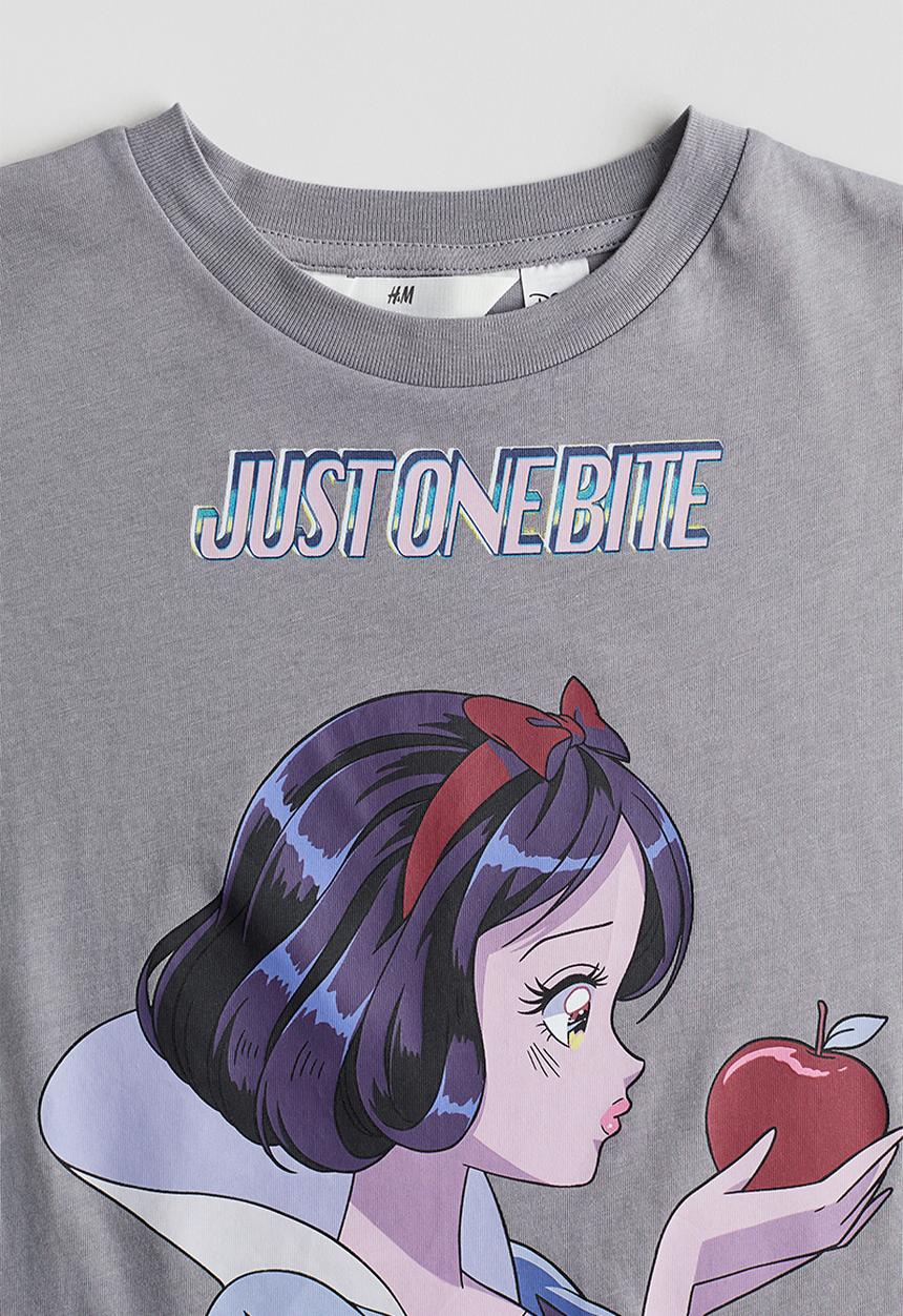 H&M - Oversized printed t-shirt - grey snow white 