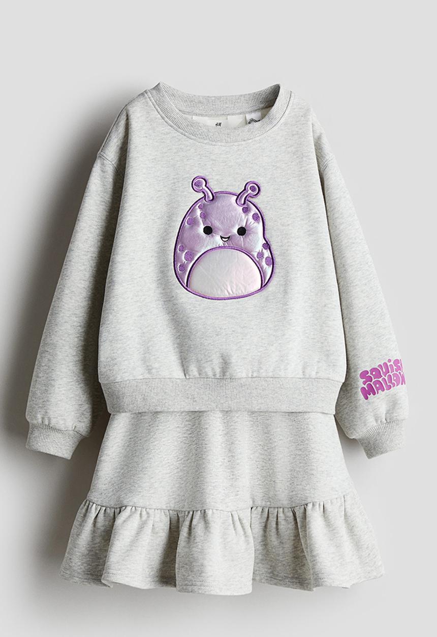 H&M - 2 piece sweatshirt and skirt set - grey marl/squishmallows