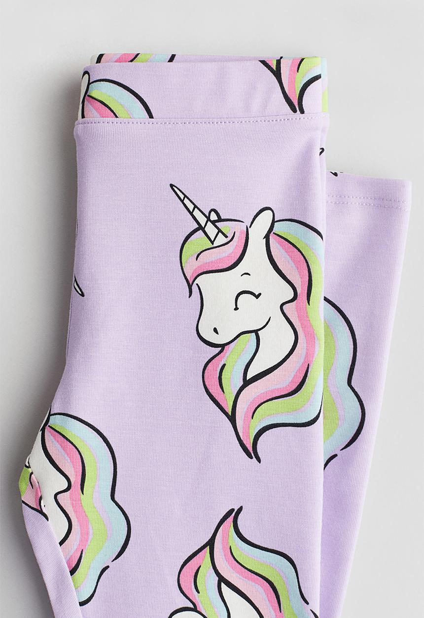 H&M - Printed jersey leggings - light purple unicorns 