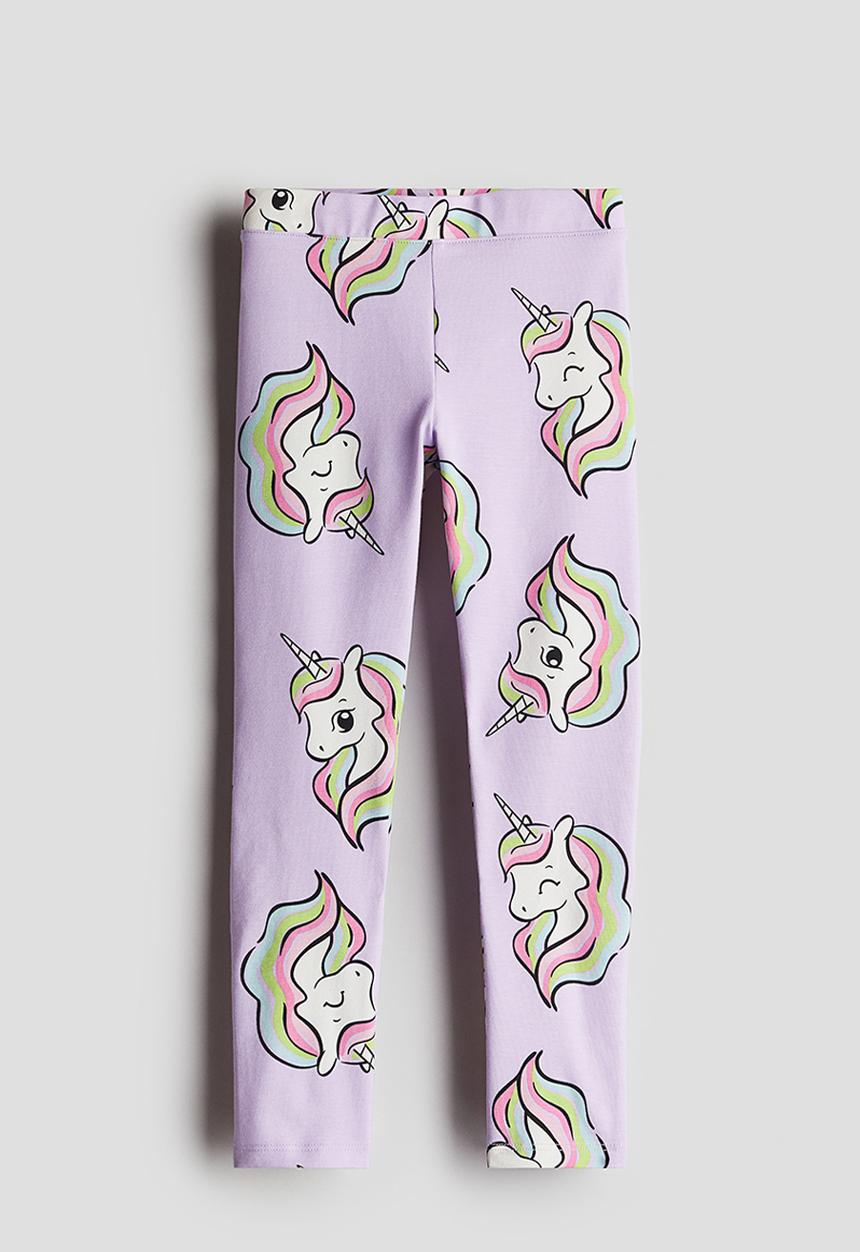 H&M - Printed jersey leggings - light purple unicorns 