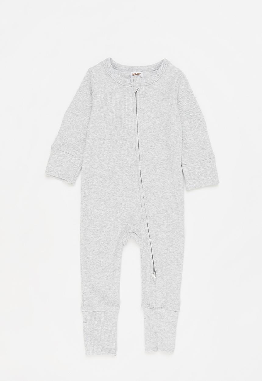 Cotton On - The billie long sleeve rib romper - cloud marle