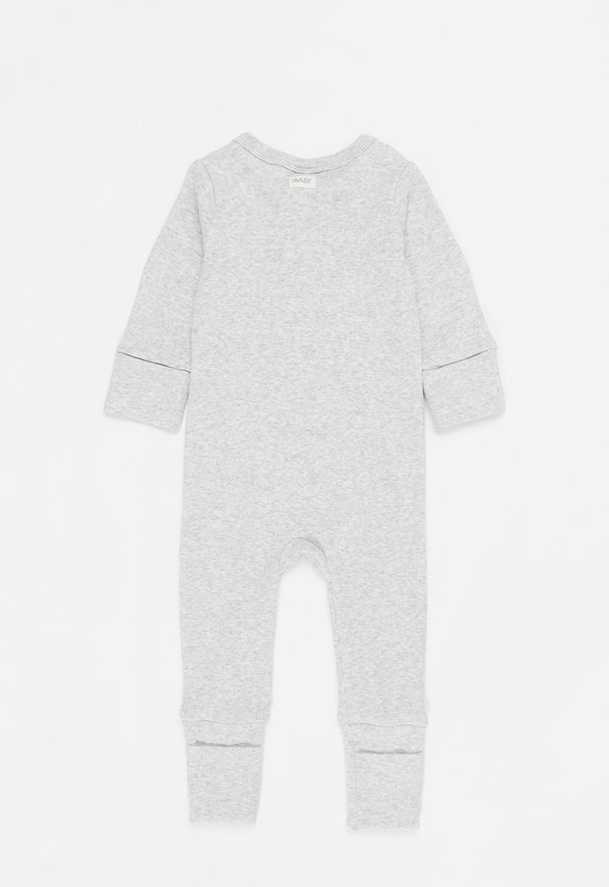 Cotton On - The billie long sleeve rib romper - cloud marle