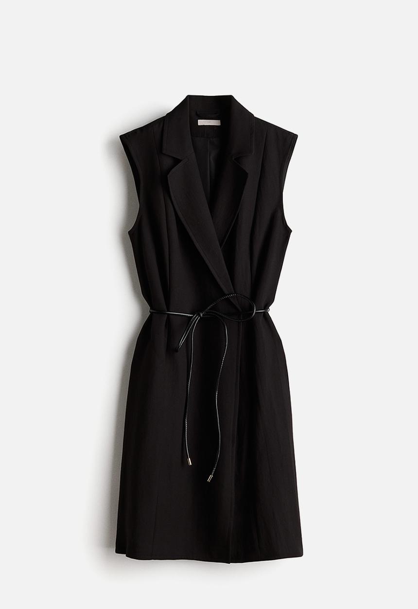 H&M - Tie-belt blazer dress - black
