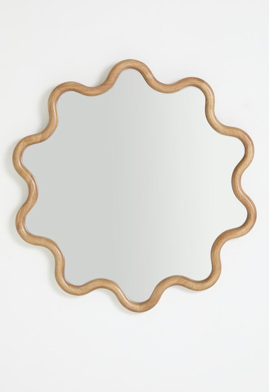 Sixth Floor - Wavy rubberwood mirror - natural